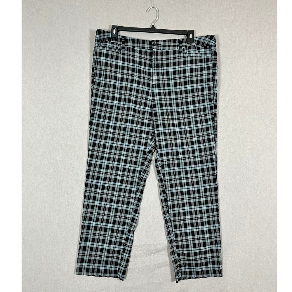 Terra & Sky Pants Womens 18W Straight Blue Black Plaid EUC